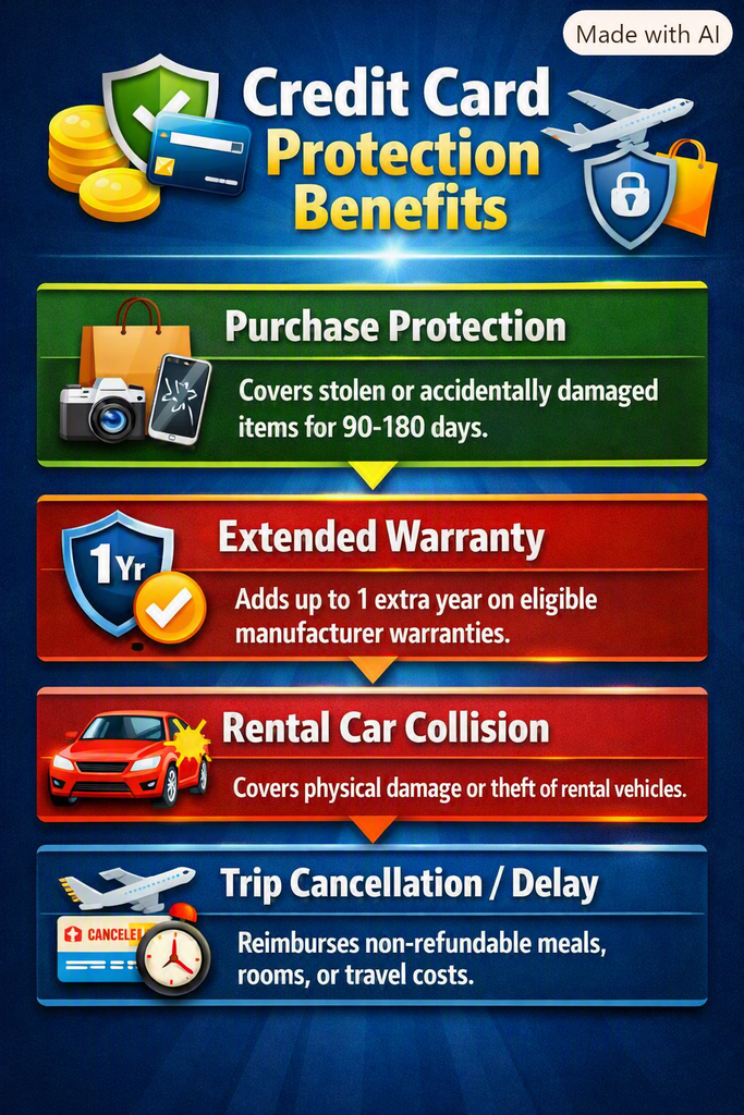 🛡️ Know Your Card’s Hidden Perks: From purchase protection to travel coverage, your credit card can be your best safety net!